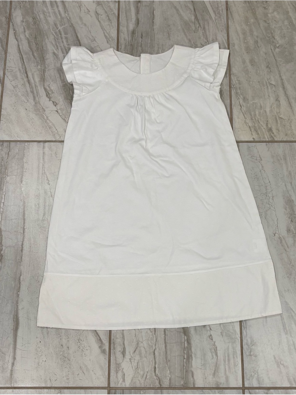Hanna Andersson Ruffle Sleeve Raised Dot White Cotton Dress 140/10 Size